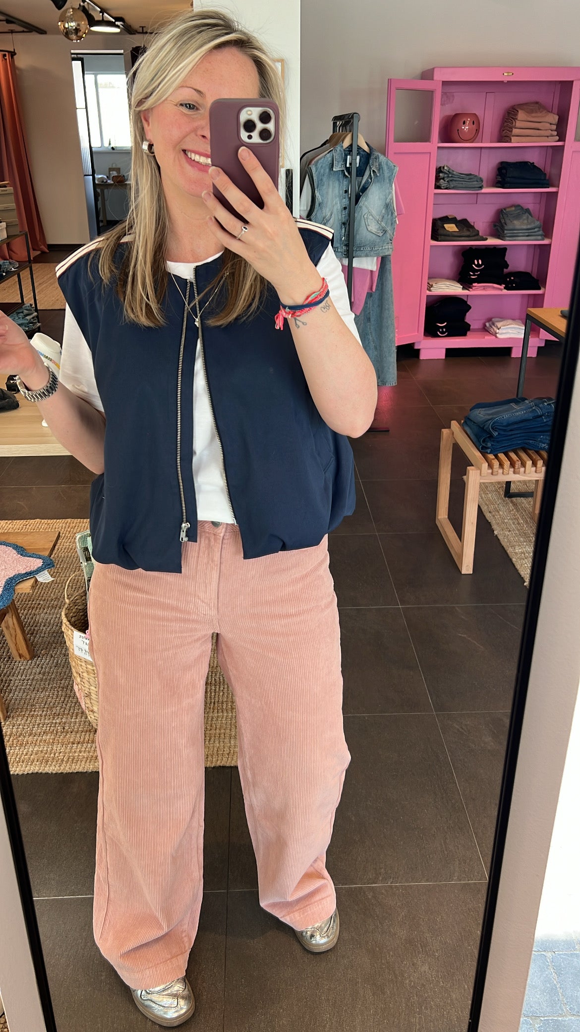 James Rib Wide Leg Jeans Blush Pink