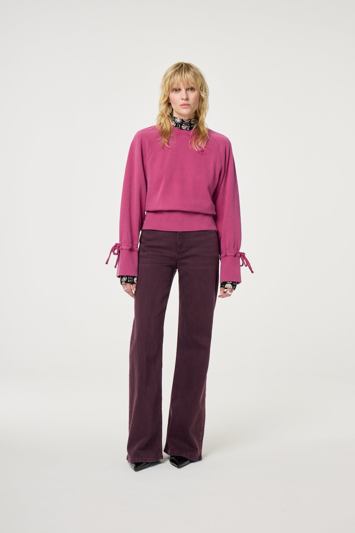 Thea Wide Leg Jeans Burgundy