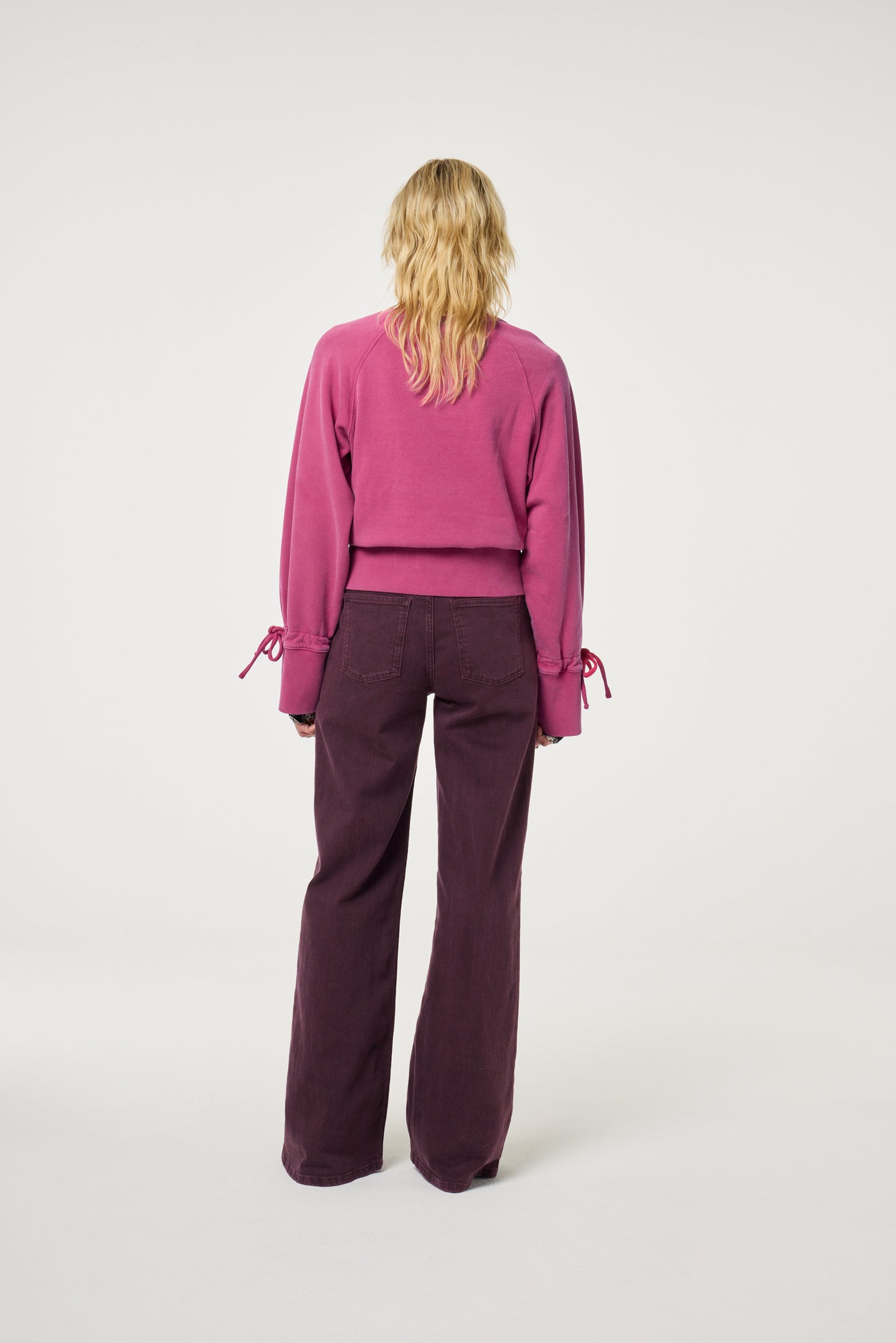 Thea Wide Leg Jeans Burgundy