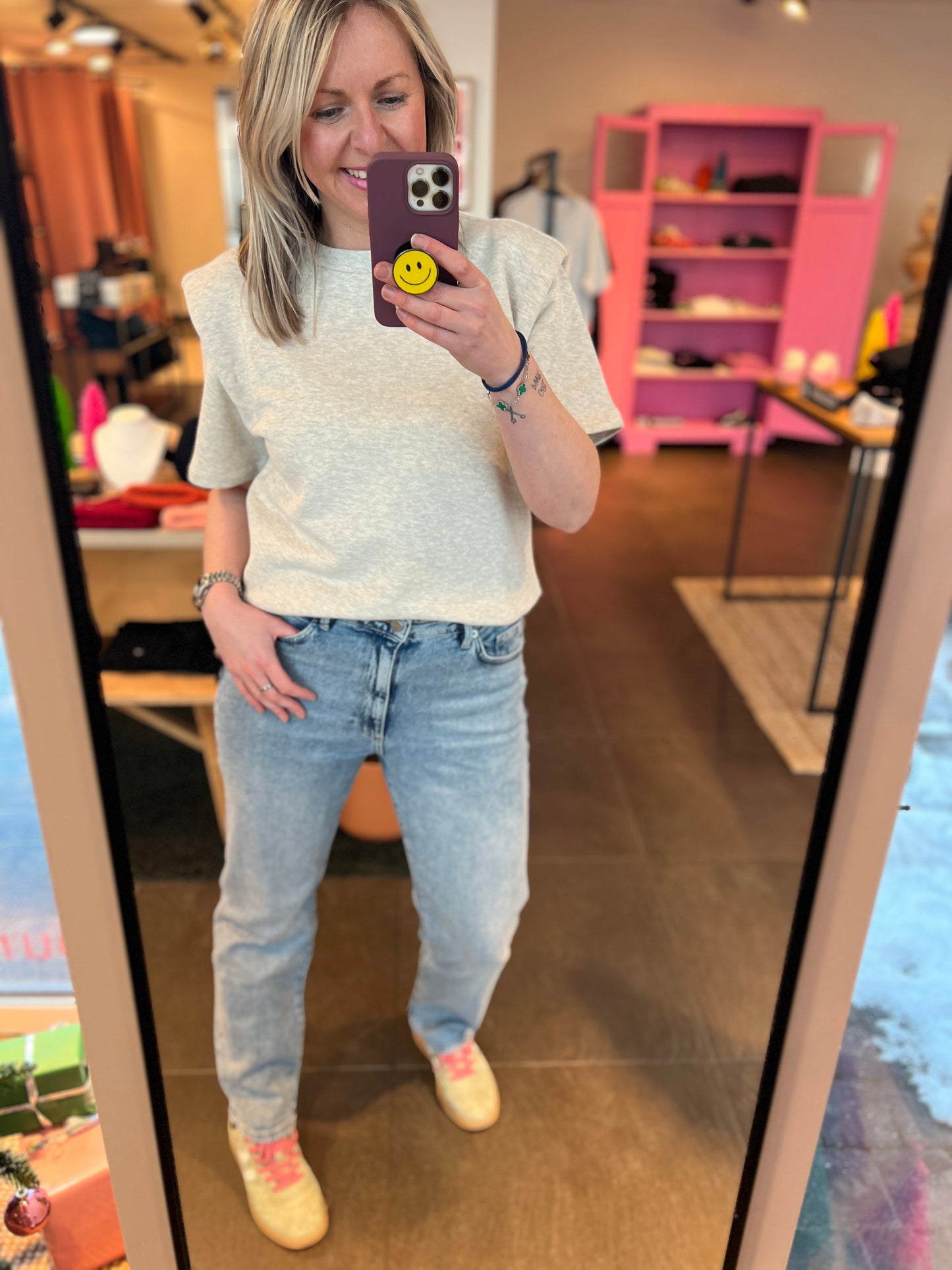 Short Sleeves Sweater Ecru Melange