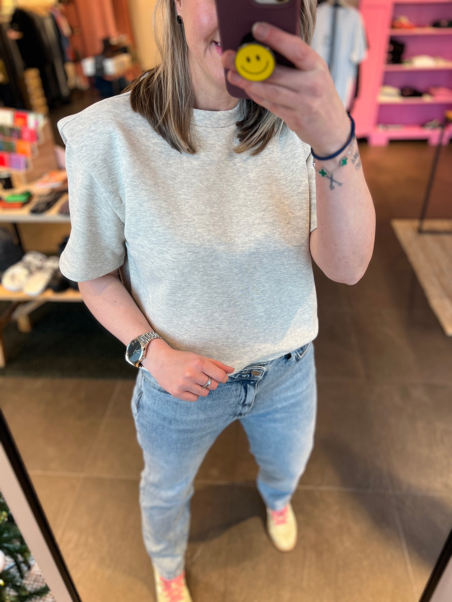 Short Sleeves Sweater Ecru Melange