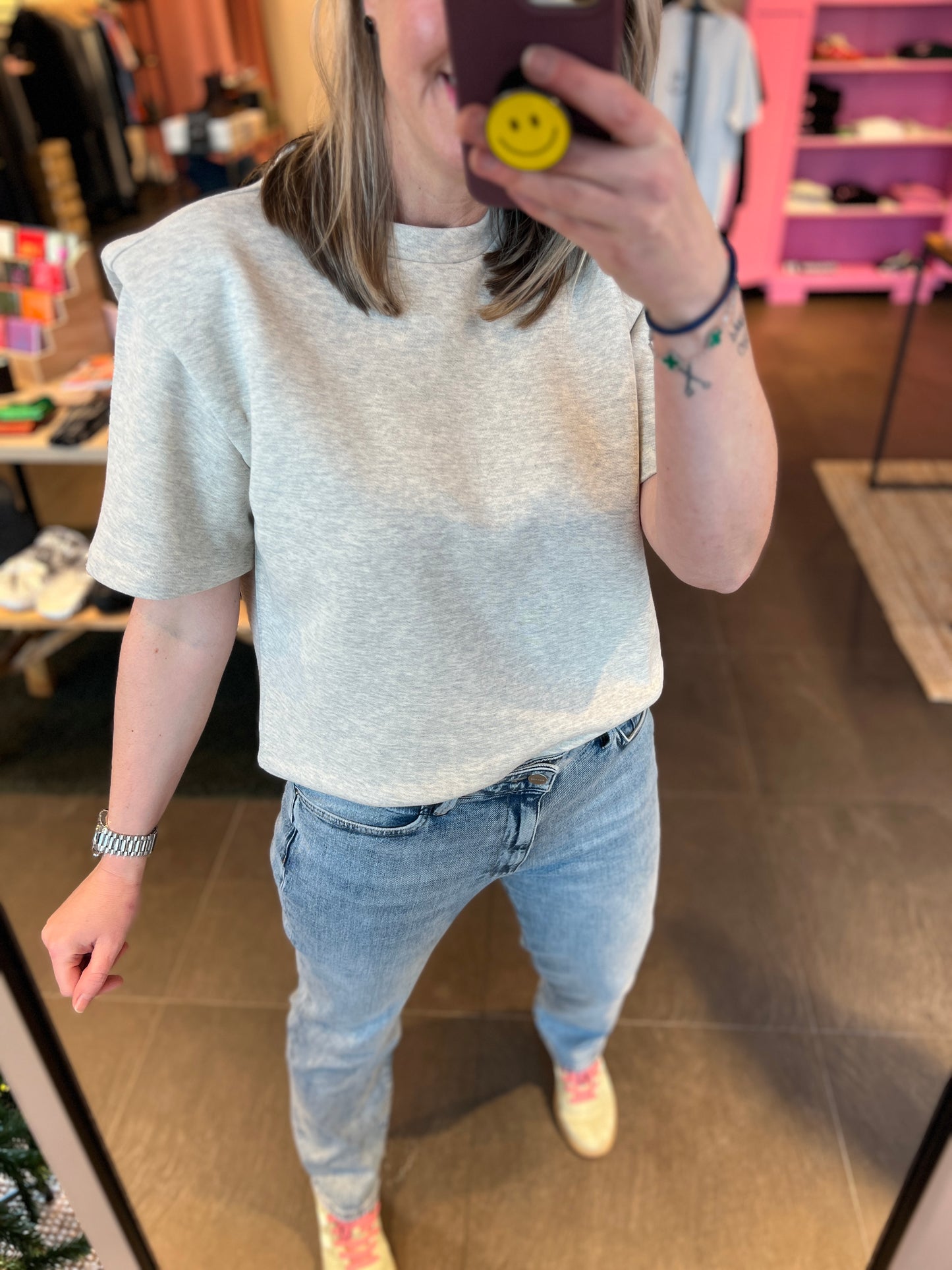 Short Sleeves Sweater Ecru Melange