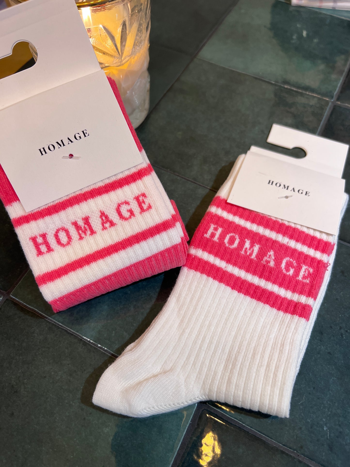 Homage Socks Off White/ Pink