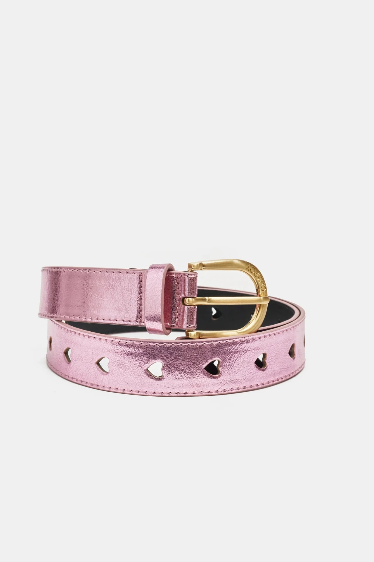 Cut It Out Heart Belt Light Pink Metallic