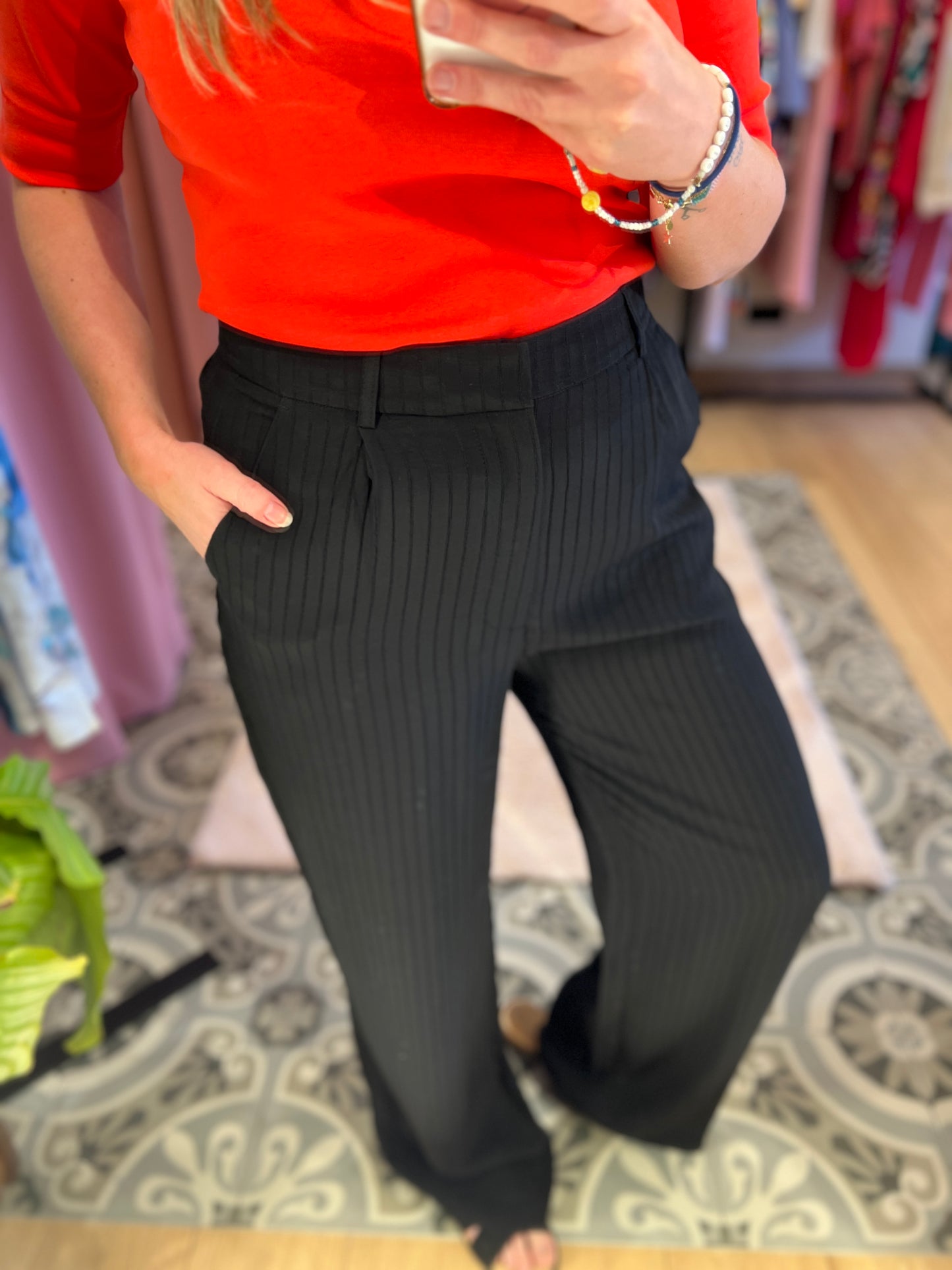 Woven Stripy Wide Leg