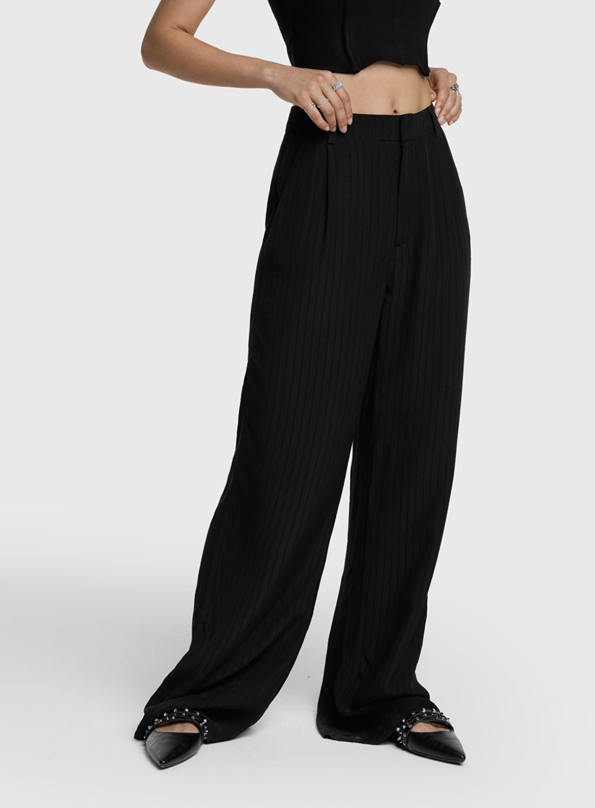 Woven Stripy Wide Leg