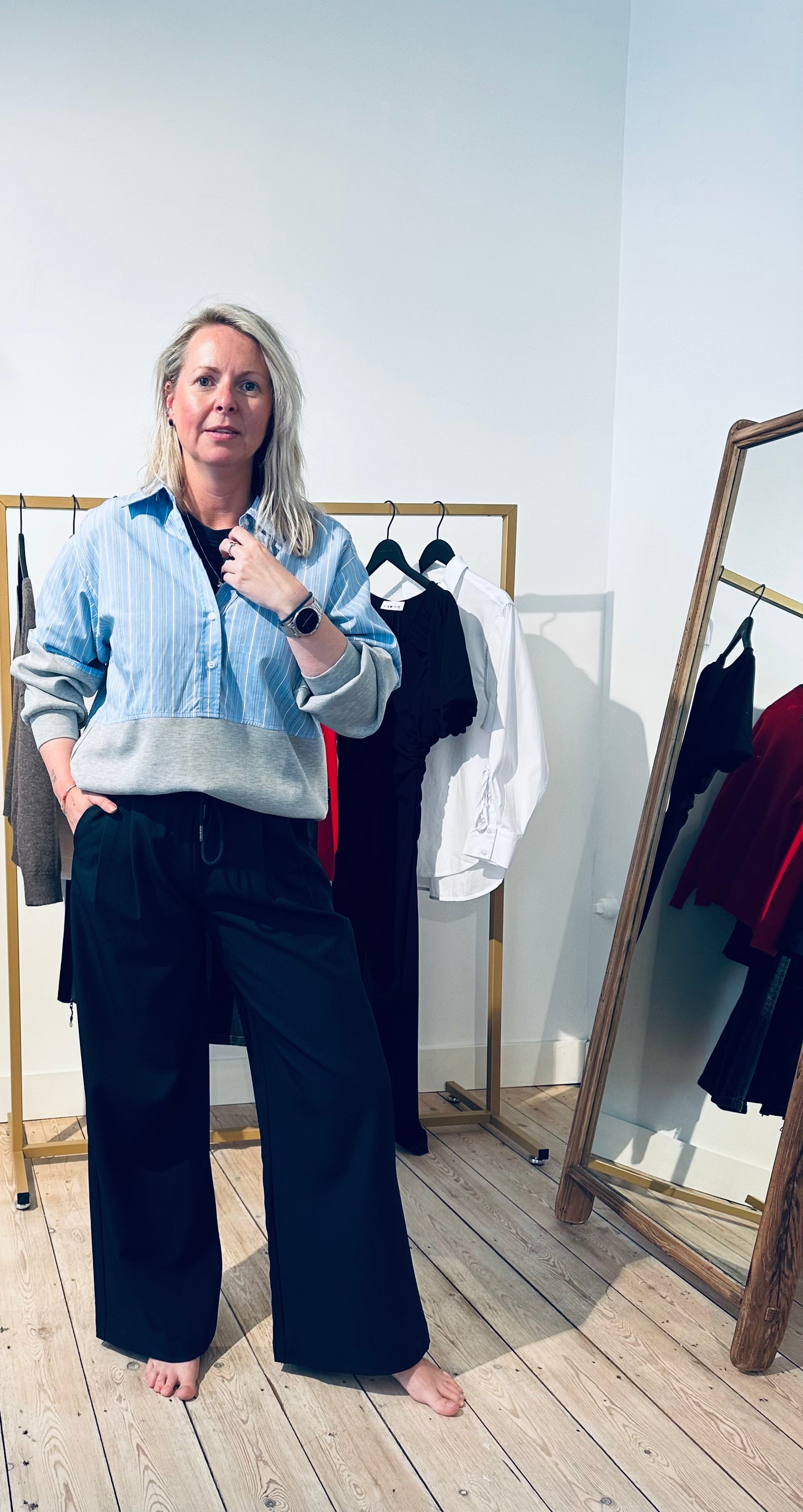 Sweat Mix Blue Stripe Shirt