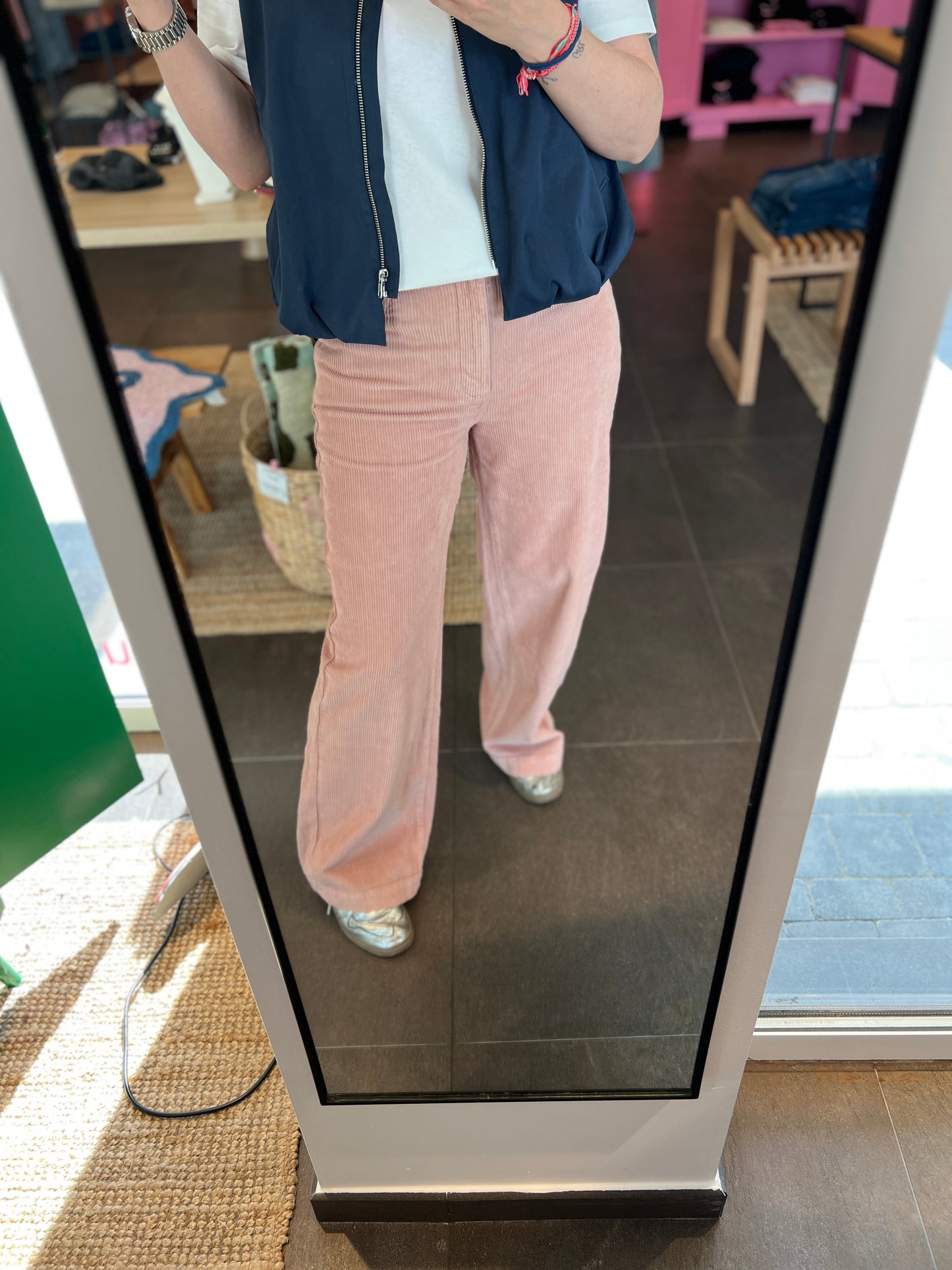 James Rib Wide Leg Jeans Blush Pink