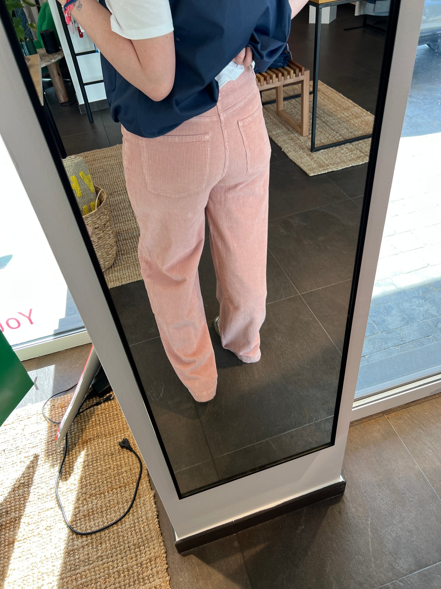 James Rib Wide Leg Jeans Blush Pink