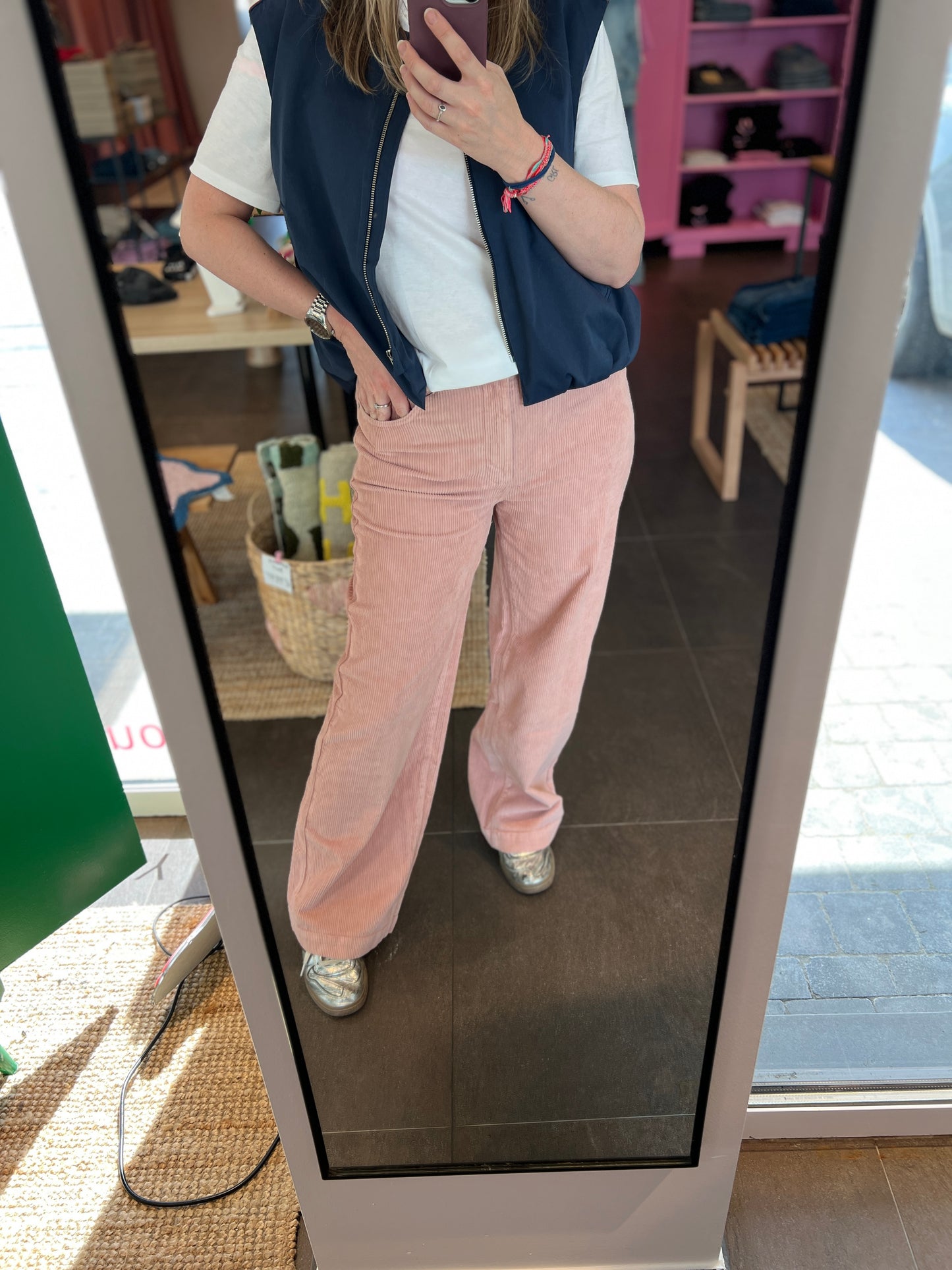 James Rib Wide Leg Jeans Blush Pink