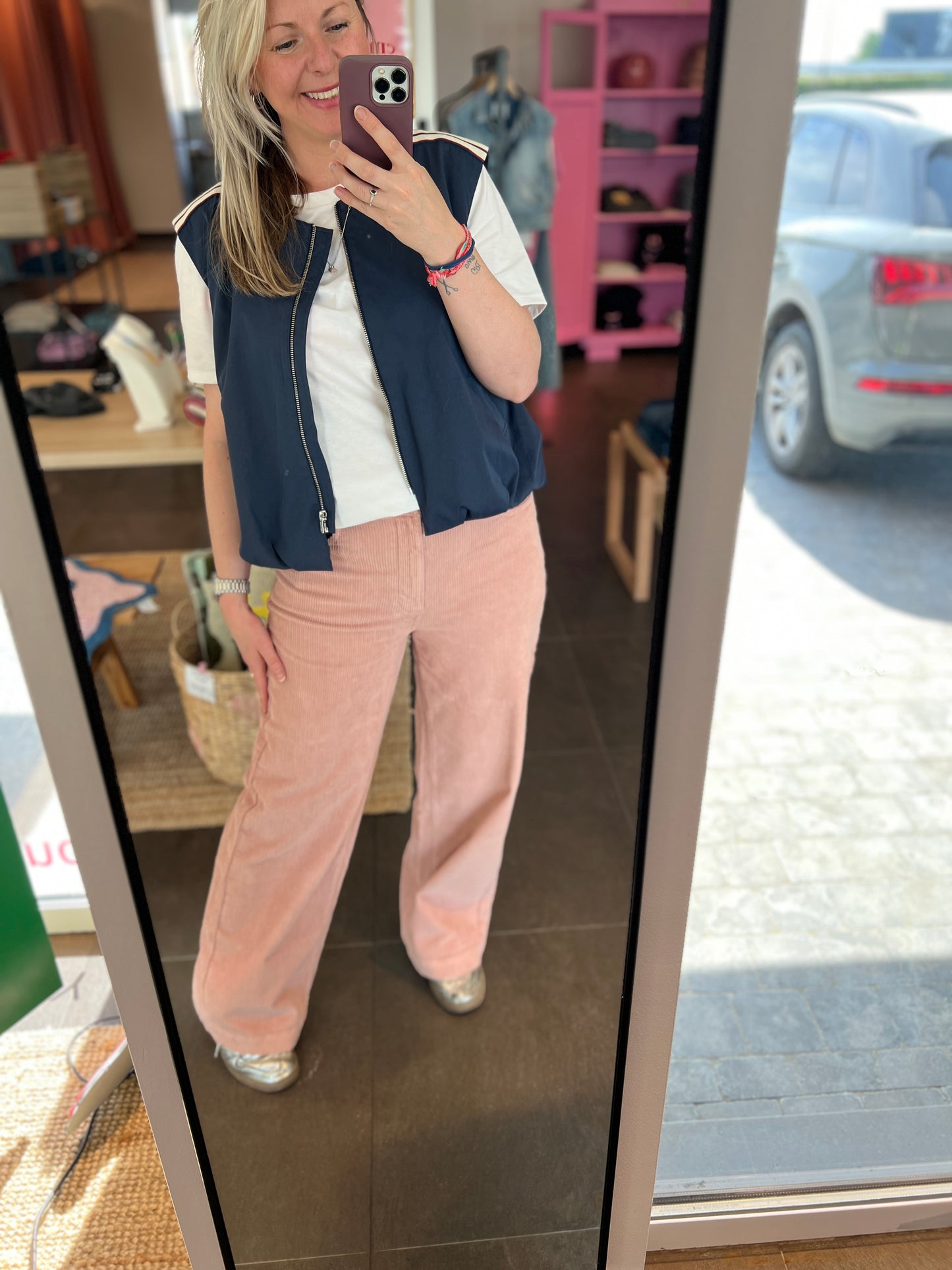 James Rib Wide Leg Jeans Blush Pink