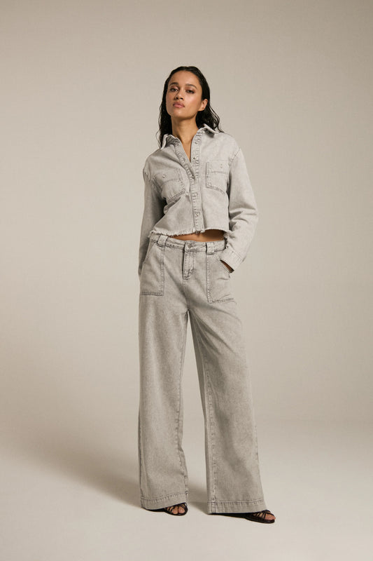 Mid Waist Palazzo Jeans