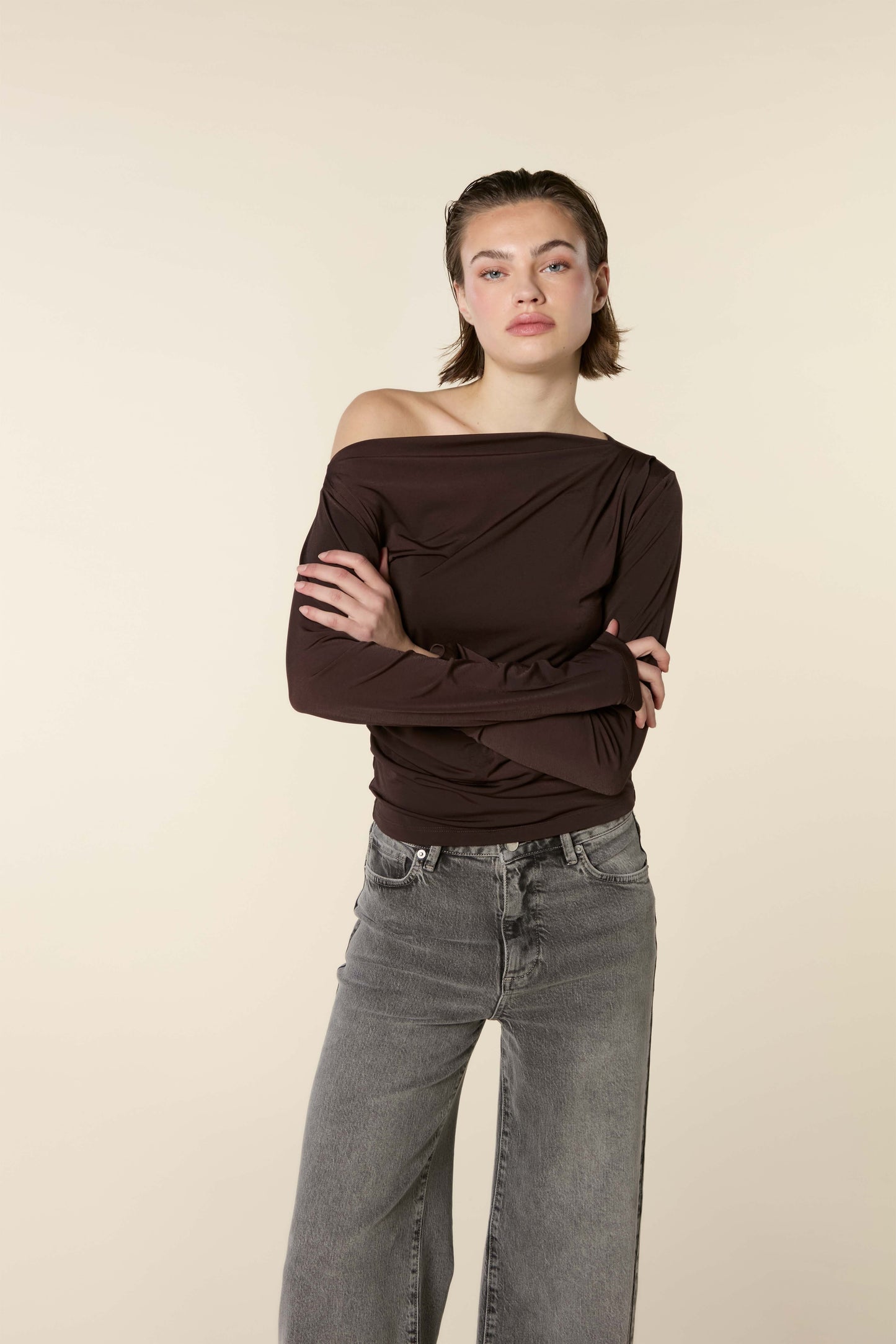 Off Shoulder Top Pleats