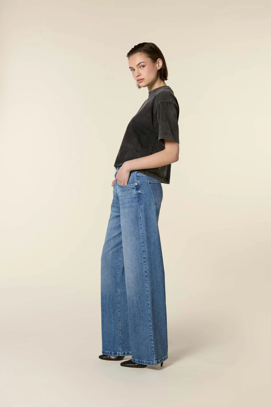 Cooper Mid Waist Slouchy Wide Leg Jeans Blue Used