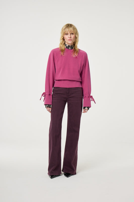 Thea Wide Leg Jeans Burgundy