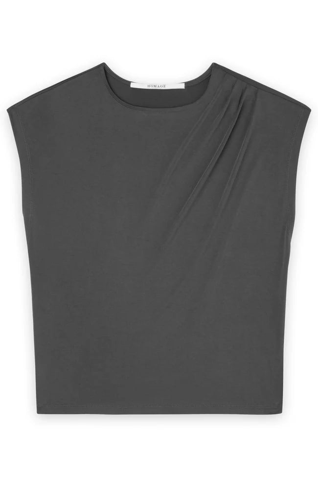 Flowy Top With Gathered Shoulder Antracite