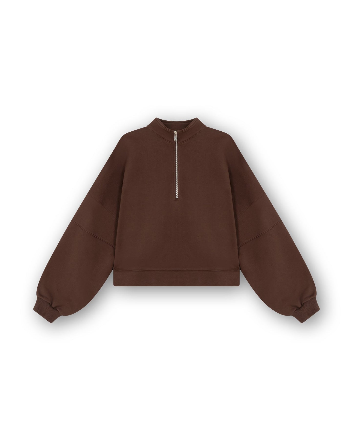 High Neck Sweater With Zipper Dark Brown
