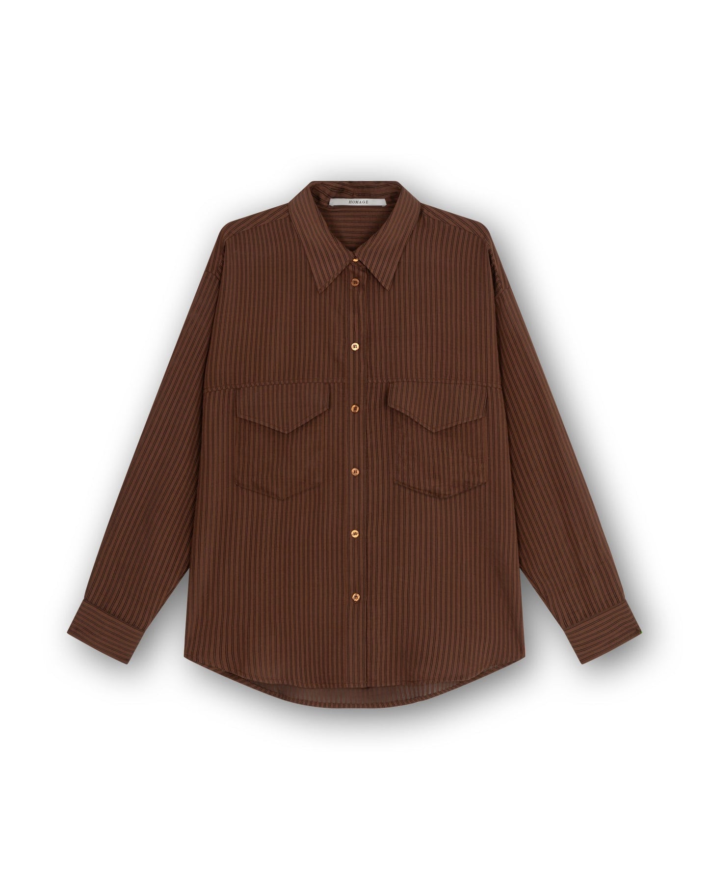 Transparent Stripe Blouse Mid Brown