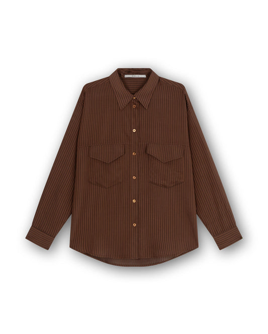 Transparent Stripe Blouse Mid Brown
