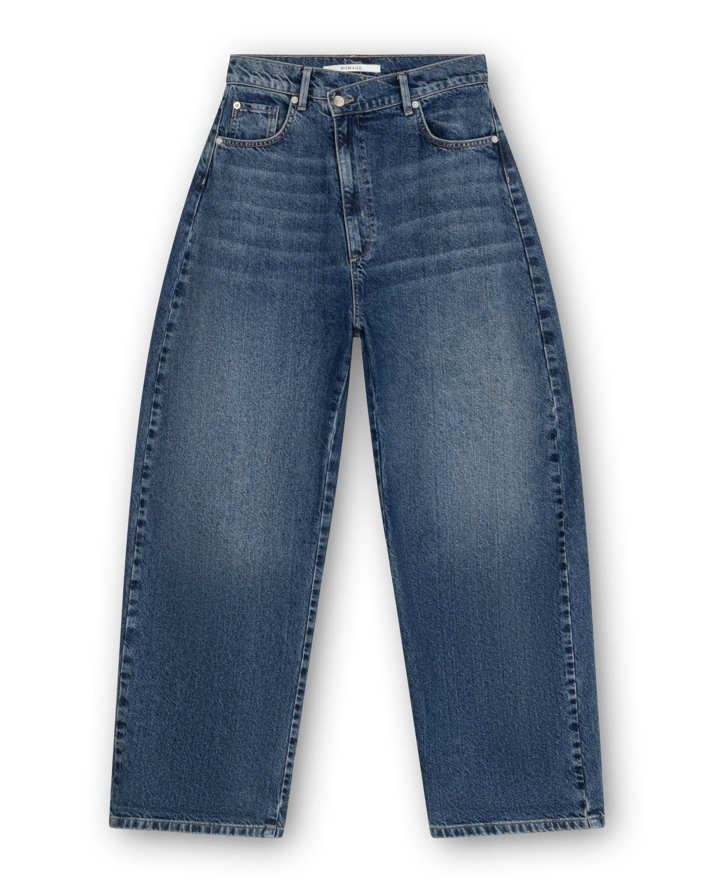 Dean Curved Baggy Whit Slanted Fly Dark Wash