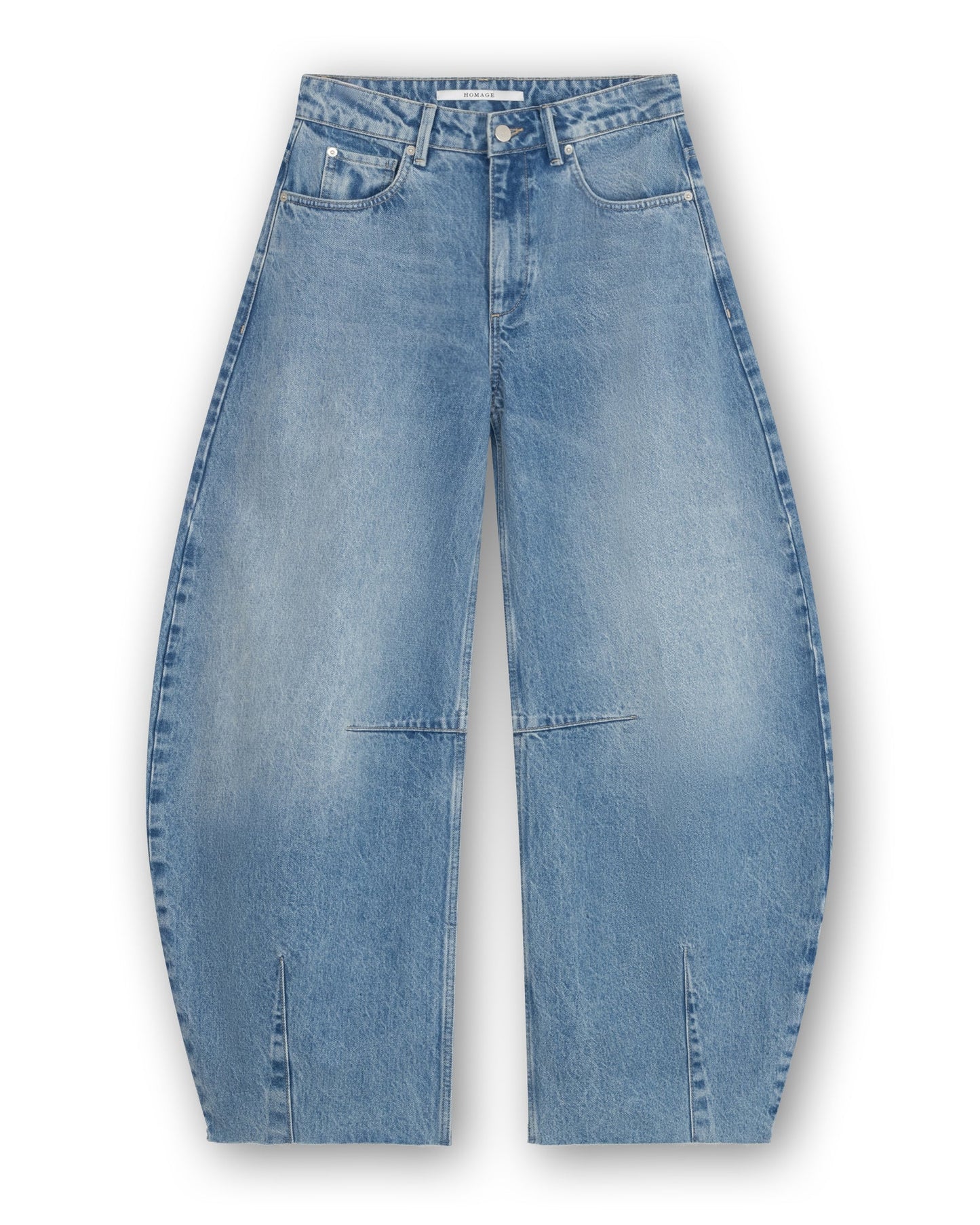 Jimi Mid Waist Barrel Jeans With Darts Vintage Wash