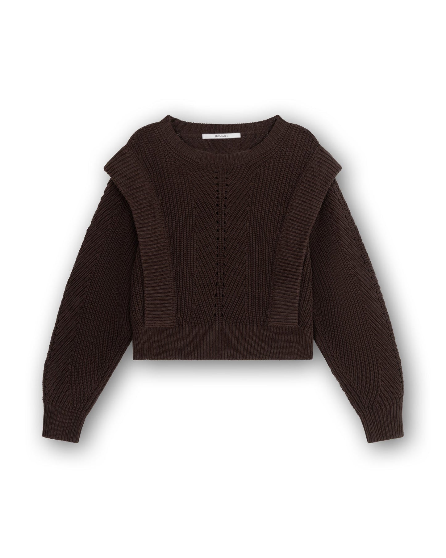 Knitted Sweater With Shoulder Detail Dark brown