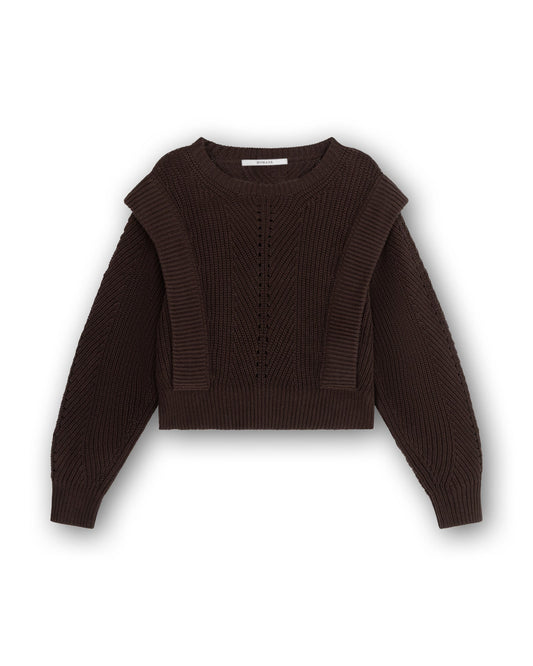 Knitted Sweater With Shoulder Detail Dark brown
