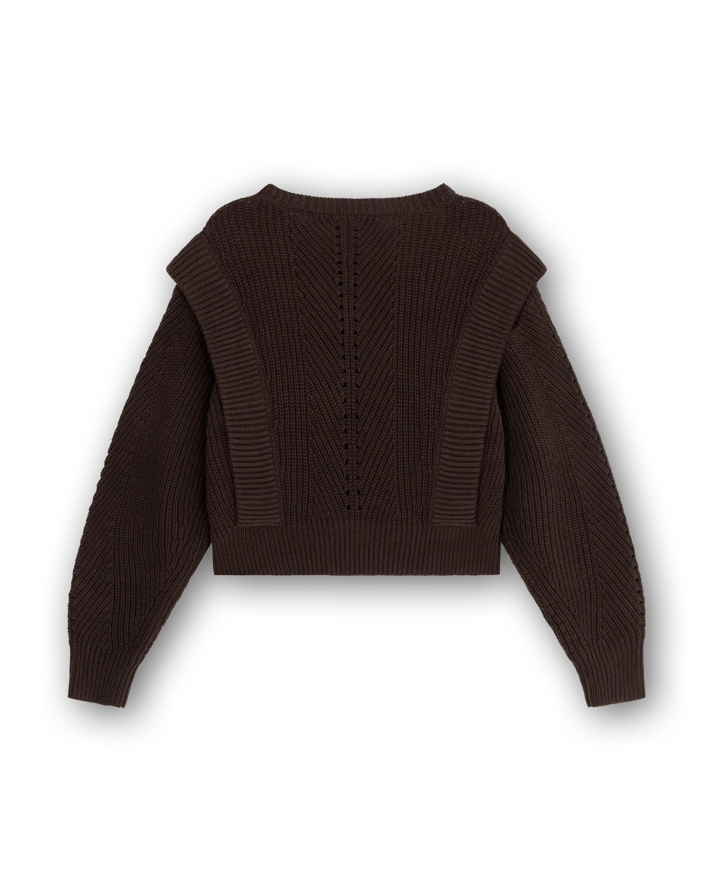 Knitted Sweater With Shoulder Detail Dark brown