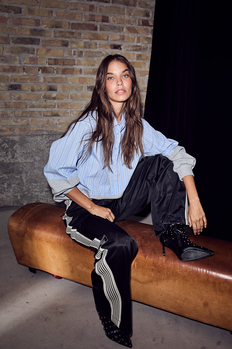 Sweat Mix Blue Stripe Shirt