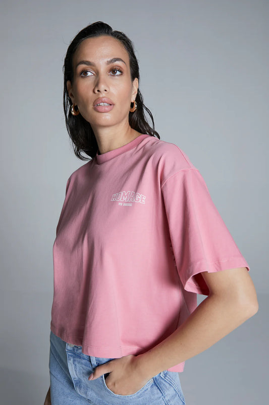 Oversized Tee With Print Washed Pink