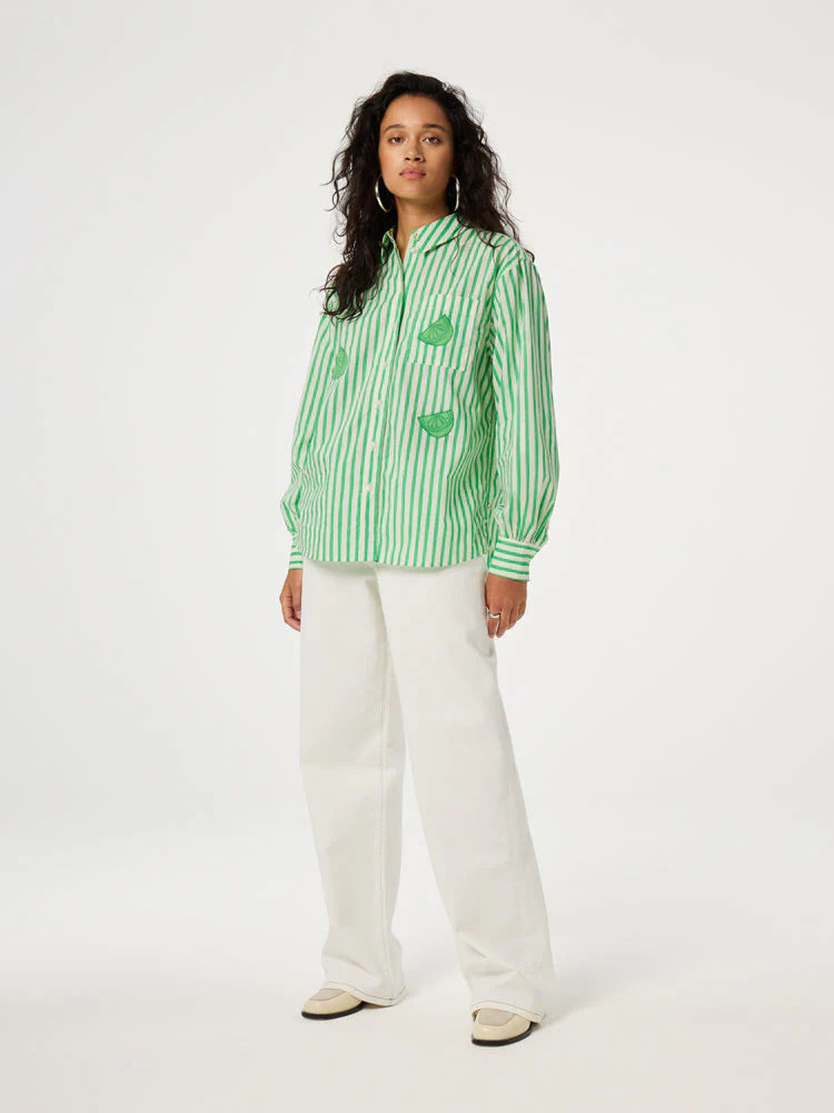 Alex Blouse Green Jil Stripe