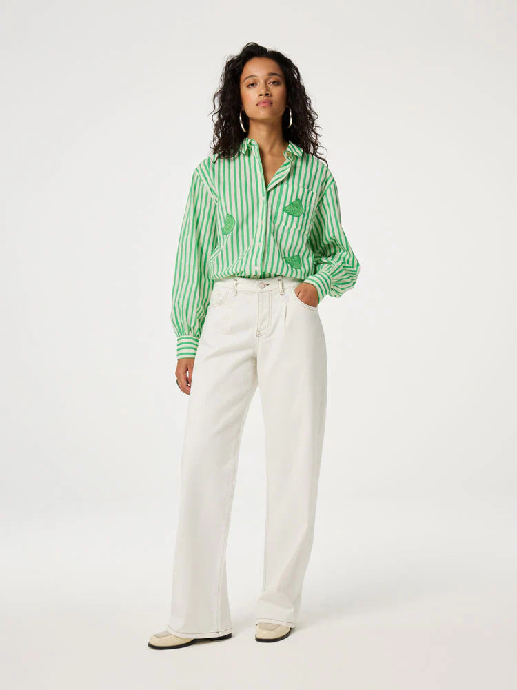 Alex Blouse Green Jil Stripe