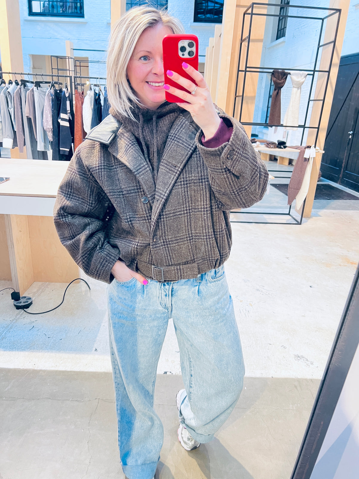 OlvaCC Check Balloon Jacket