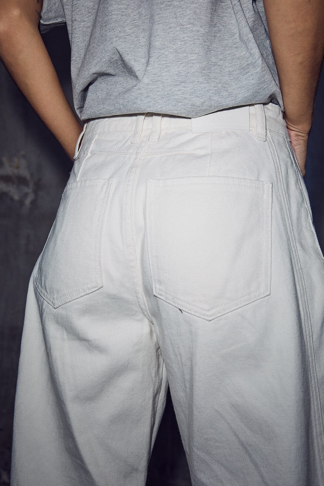 Drew Barrel Panel Jeans White