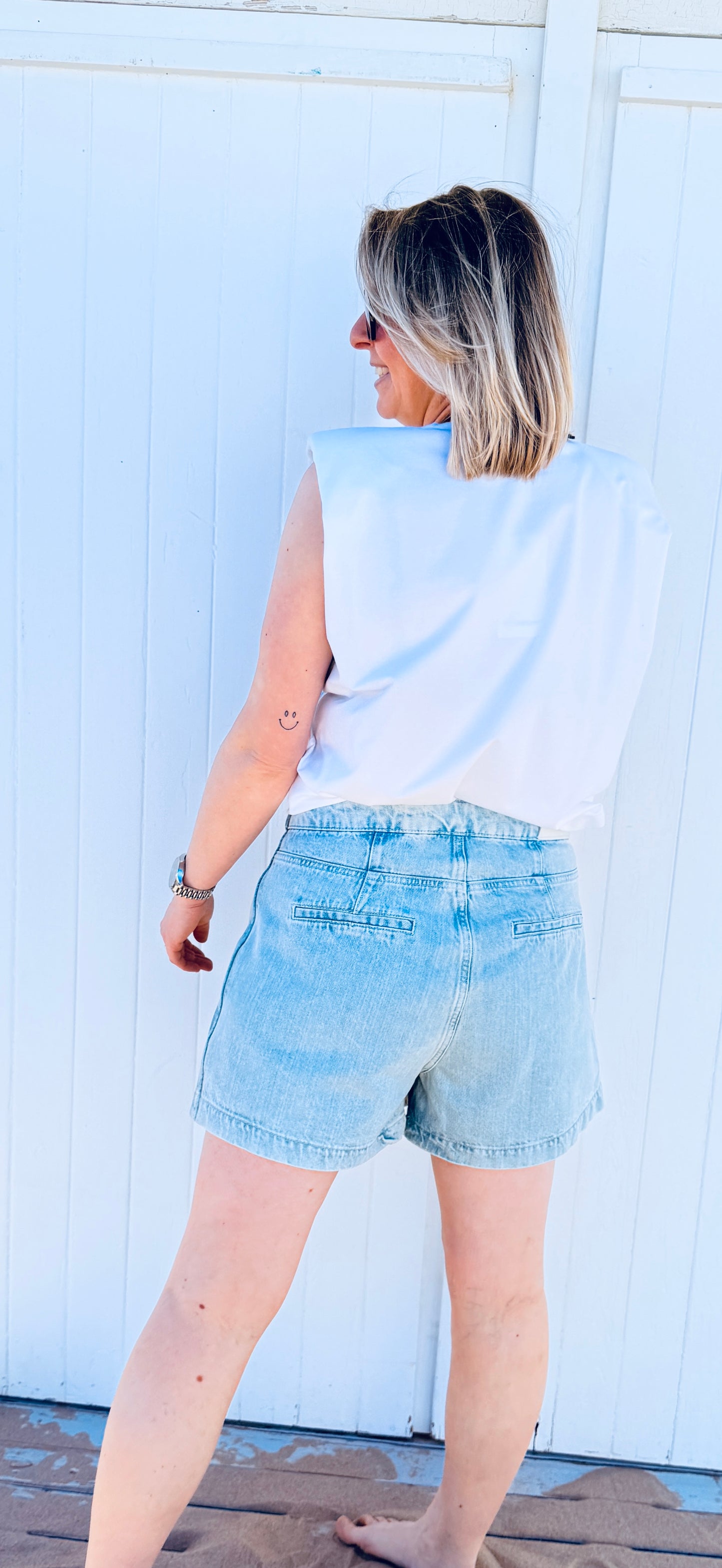 Denim Skort With Welt Pockets