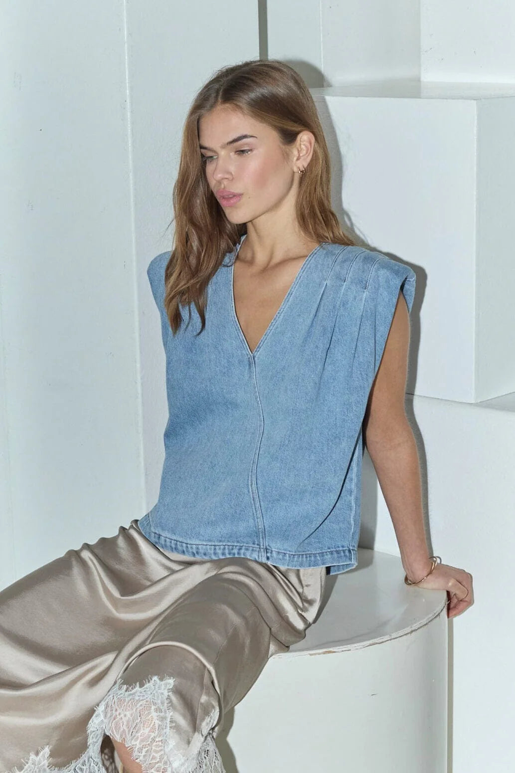 AsjaCC Wrap Denim Top
