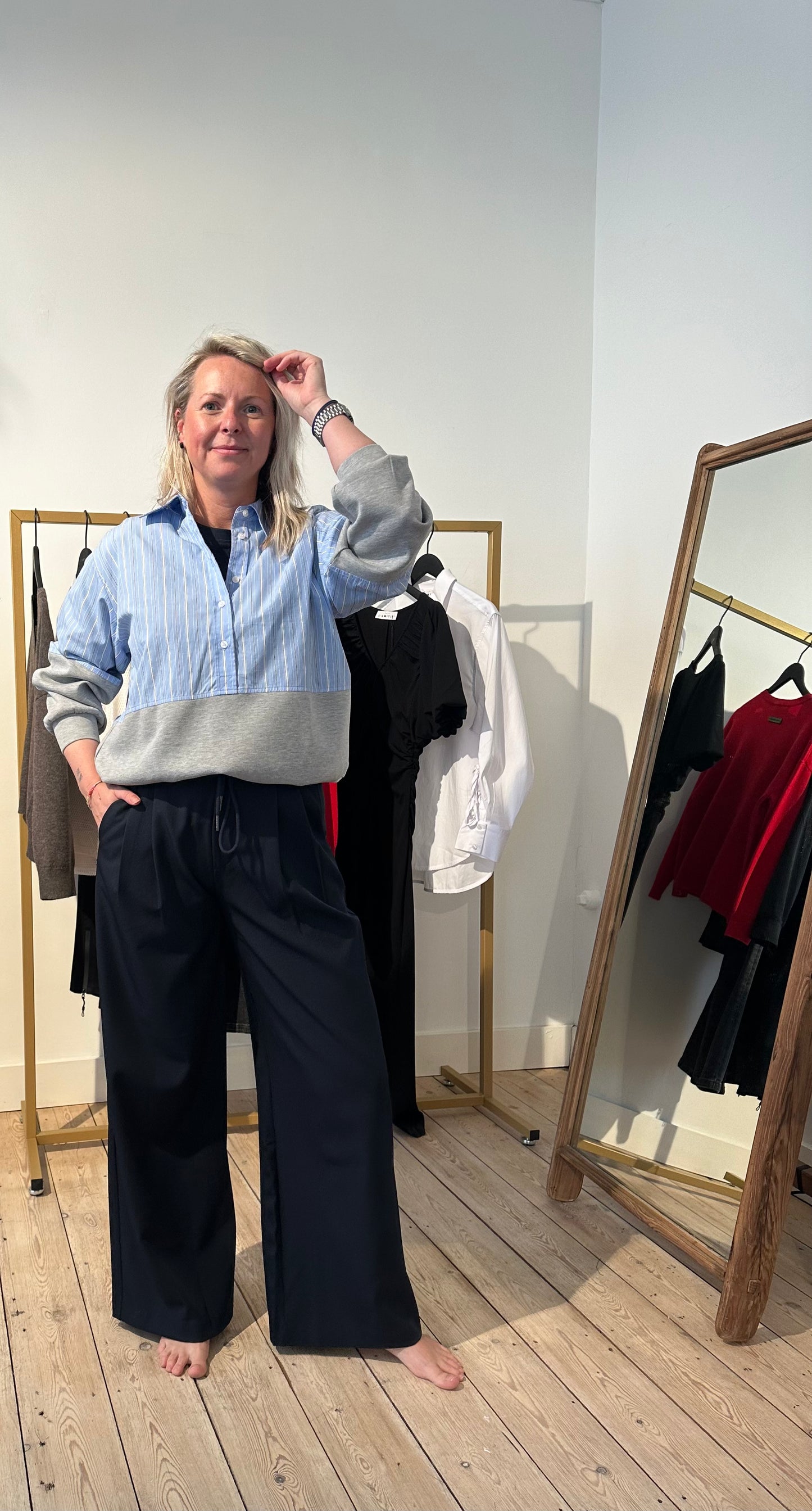 Sweat Mix Blue Stripe Shirt