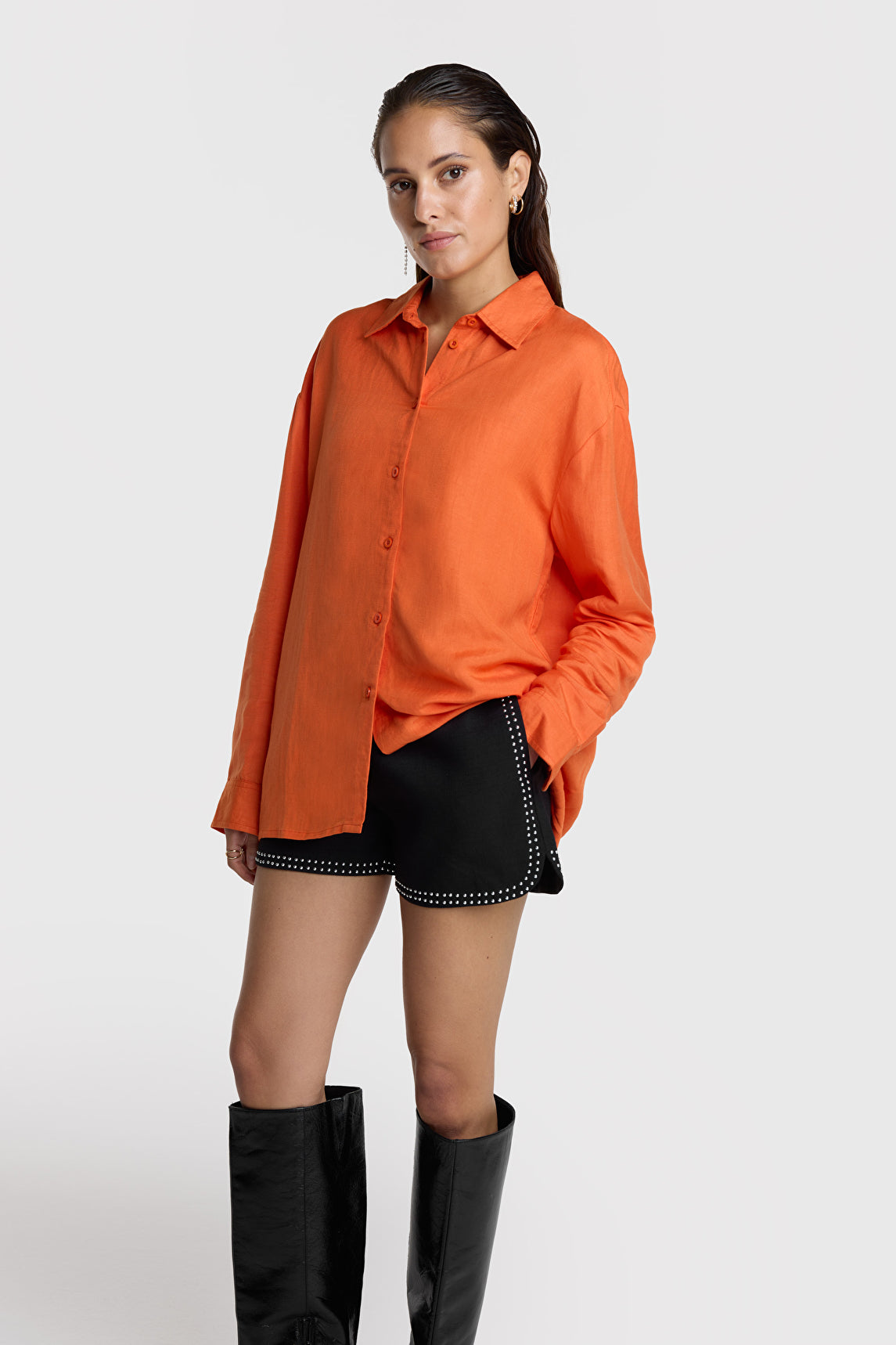 Woven Oversized Linen Blouse