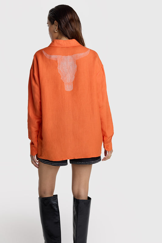 Woven Oversized Linen Blouse