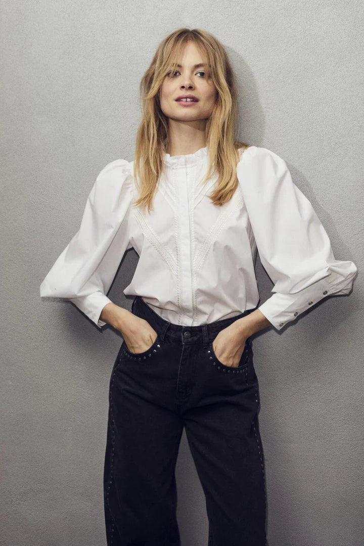 Cocc Crisp Pintuck Lace blouse
