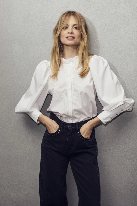 Cocc Crisp Pintuck Lace blouse