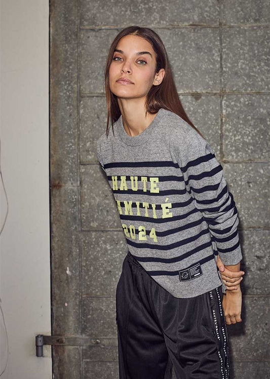 Cash LS Stripe Logo Knit