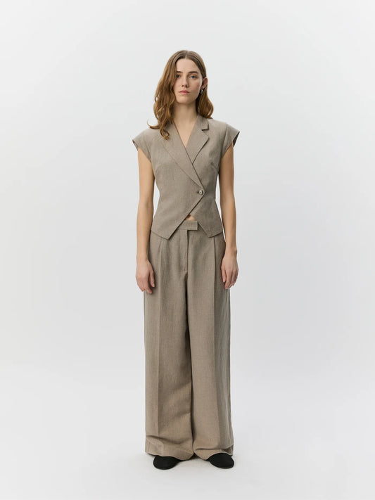 Majsesw Linen Mix Cap Sleeve