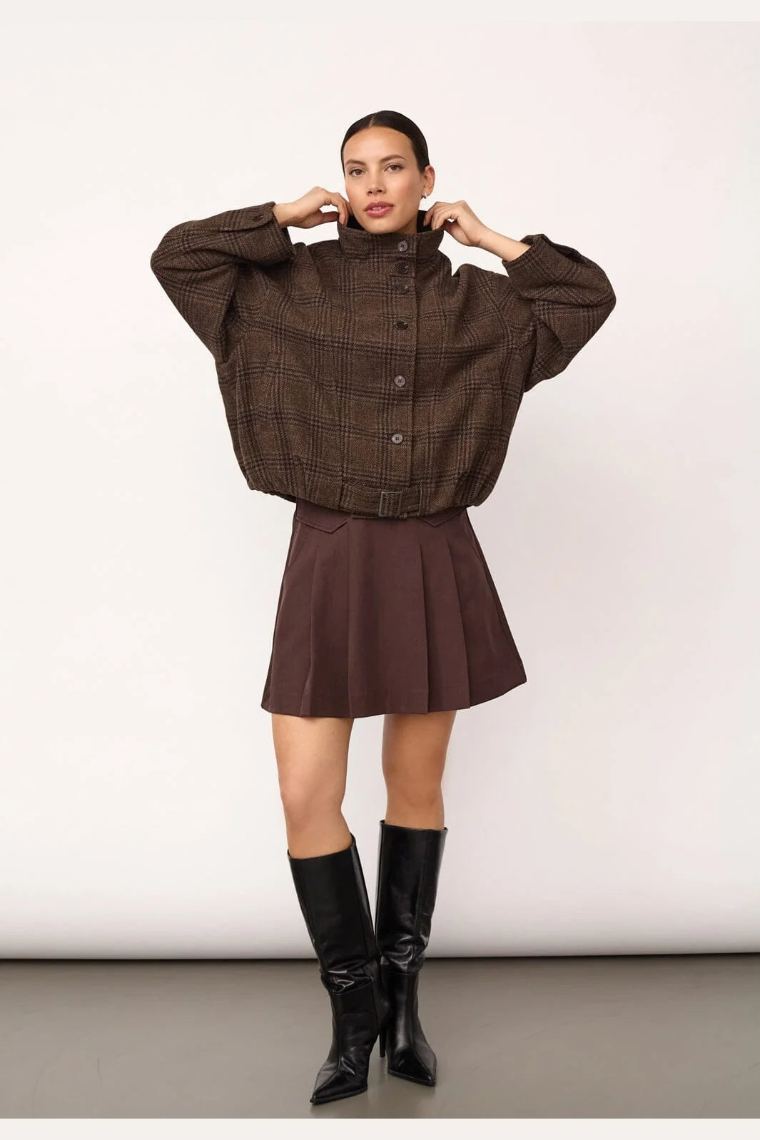 OlvaCC Check Balloon Jacket
